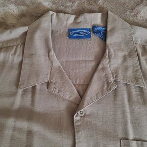 Ocean Pacific Men's Short-Sleeve Button-Down Camp Style Tan Shirt/Size XXL